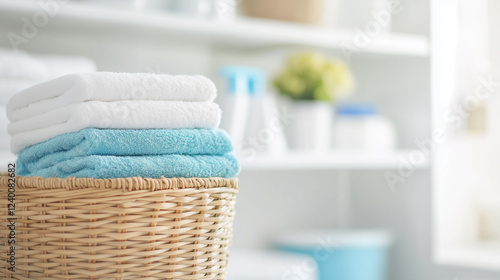 Neatly Stacked Towels in Ba...