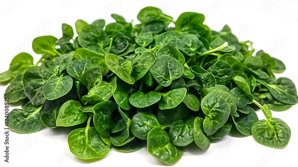 Fresh Green Spinach Leaves Pile Isolated On White Fresh Green Spinach Leaves Pile Isolated On White