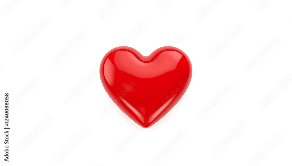A simple 3D render of a red heart icon with a smooth, glossy finish, placed on a plain white background. The icon represents love and care. A simple 3D render of a red heart icon with a smooth, glossy finish, placed on a plain white background. The icon represents love and care.