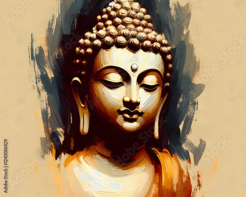 oil paint stroke at of lord buddha