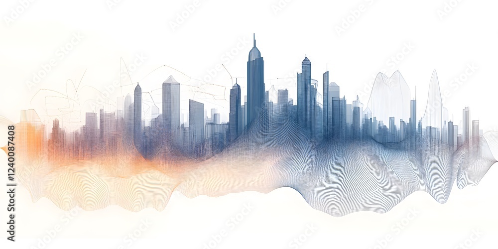 Fototapeta premium Abstract Representation of a Smart City with Intricate Designs and Modern Architecture Elements