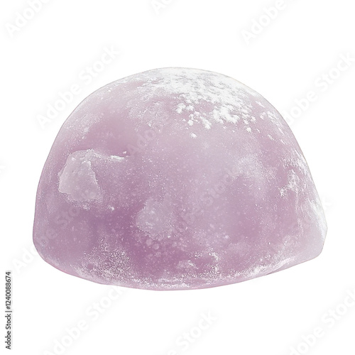 A single mochi dessert, gently domed with a pale lavender tone, smooth and inviting with a slight translucency, transparent background, PNG