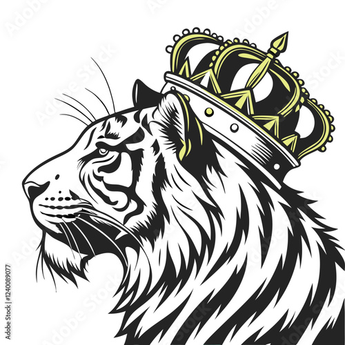 A majestic tiger, crowned and regal, embodies power and wild beauty.
