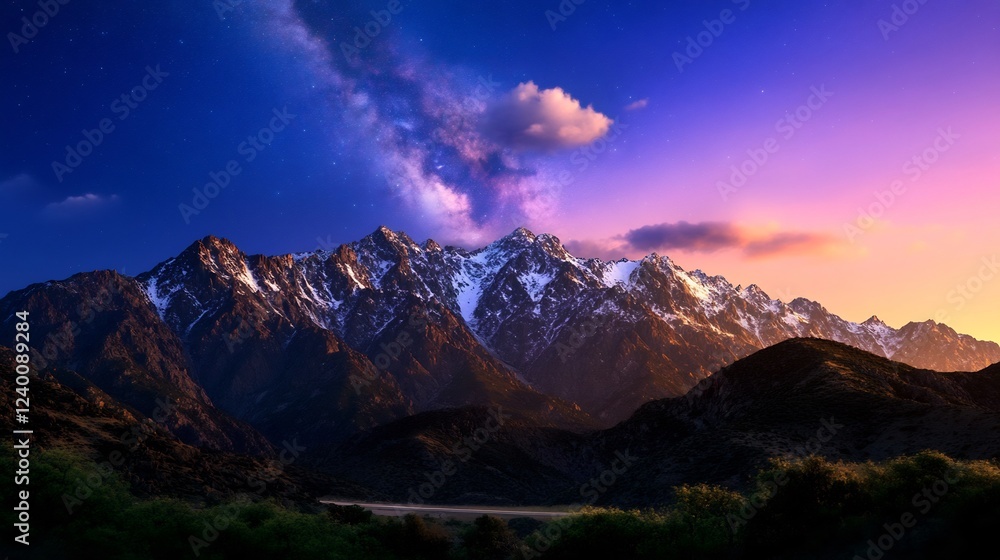 Majestic Mountain Range Under a Starry Sky Majestic Mountain Range Under a Starry Sky