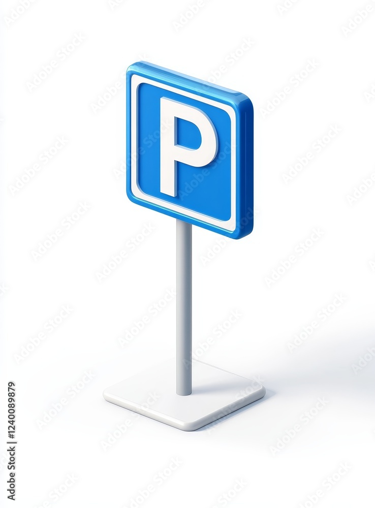 Isometric 3D rendering of a blue parking sign. (2) Isometric 3D rendering of a blue parking sign. (2)