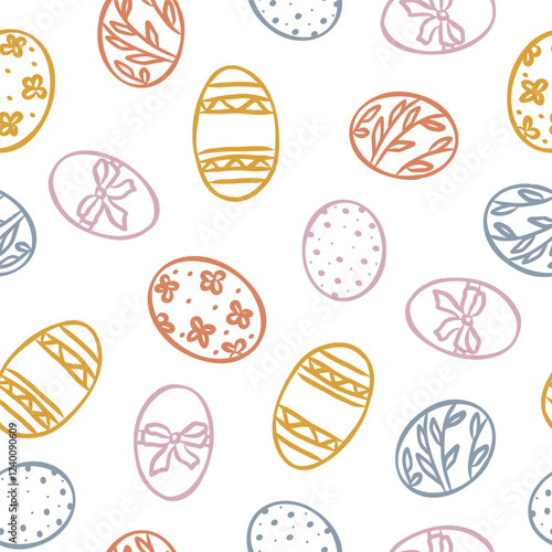 Hand drawn vintage easter eggs seamless pattern