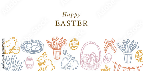 Hand drawn vintage easter banner