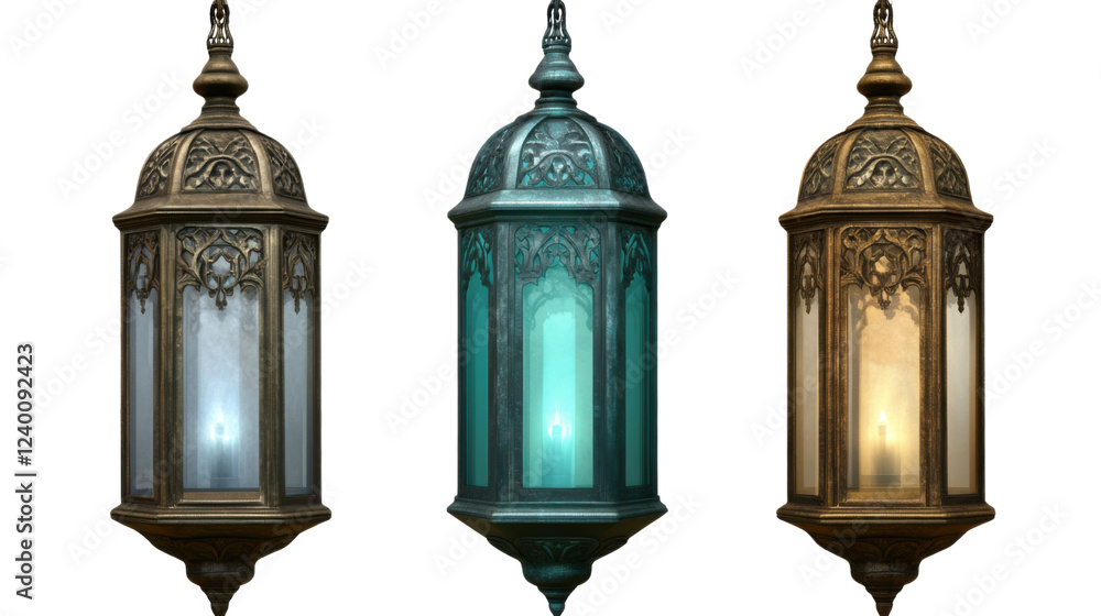 Fototapeta premium antique vintage lanterns Isolated on white background 