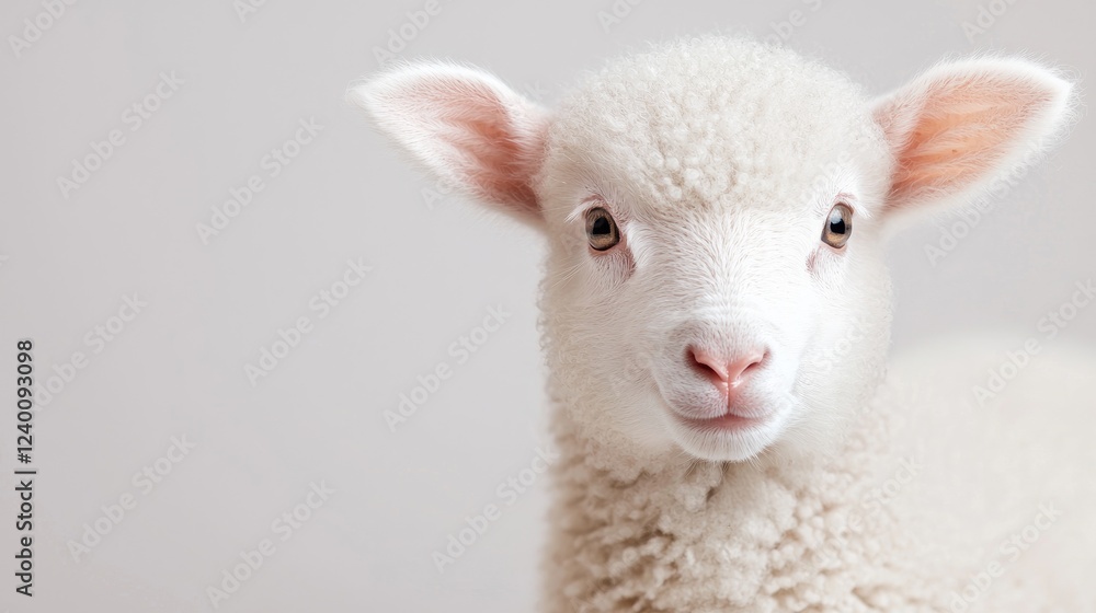 Lamb portrait, studio shot, soft background, spring Lamb portrait, studio shot, soft background, spring