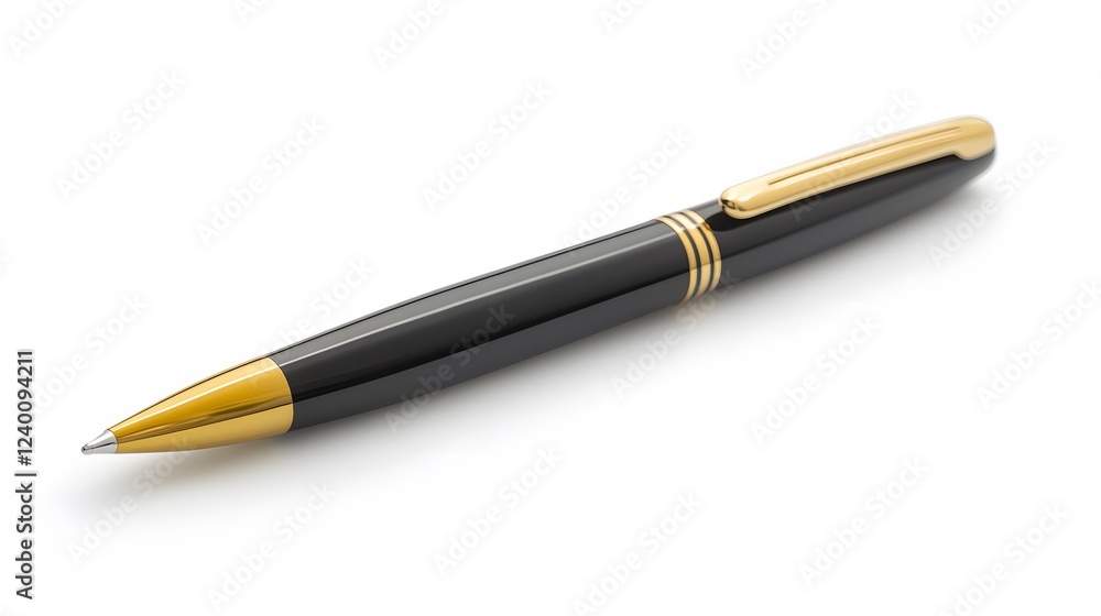 Elegant Black And Gold Ballpoint Pen Isolated On White Elegant Black And Gold Ballpoint Pen Isolated On White