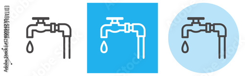 インフラ、水道｜ライン・アイコン　[線の編集可能]
