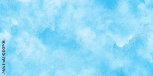 gradient light sky blue shades grunge cloudy watercolor background on white paper texture, blue watercolor abstract sky blue background, soft cloudy watercolor abstract painting background.