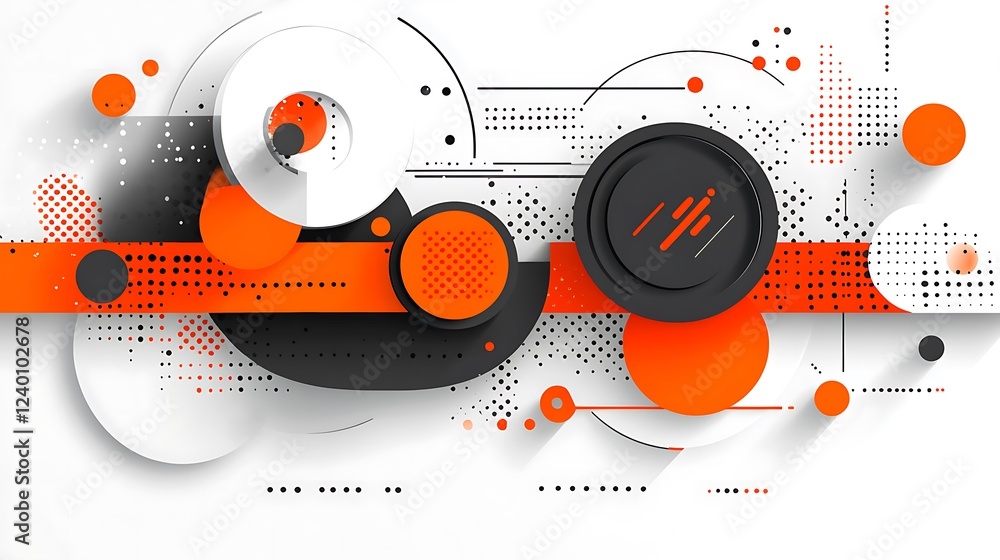 Obraz premium Abstract orange tech circles design