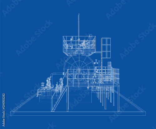 Industrial tank with valves. Vector rendered of 3d