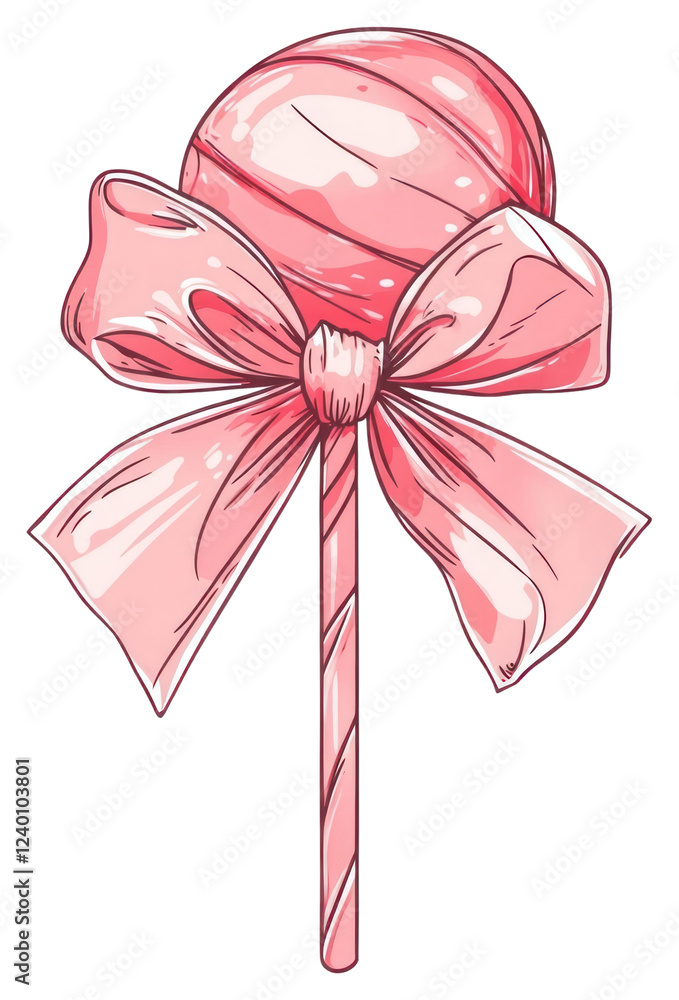 Fototapeta premium PNG Cotton candy tied with big ribbon illustration sweets pink.