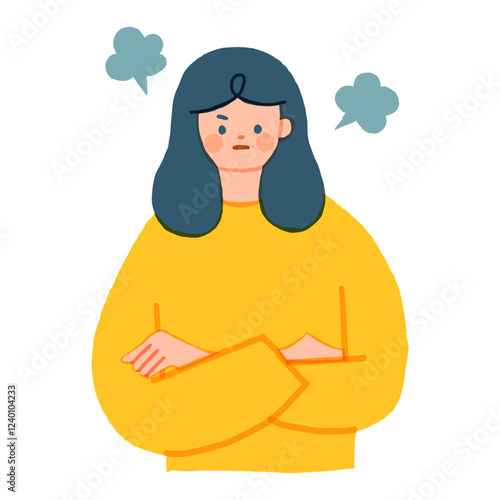 腕組みをして怒っている女性のイラスト