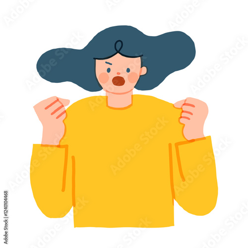  髪を逆立てて激怒する女性のイラスト