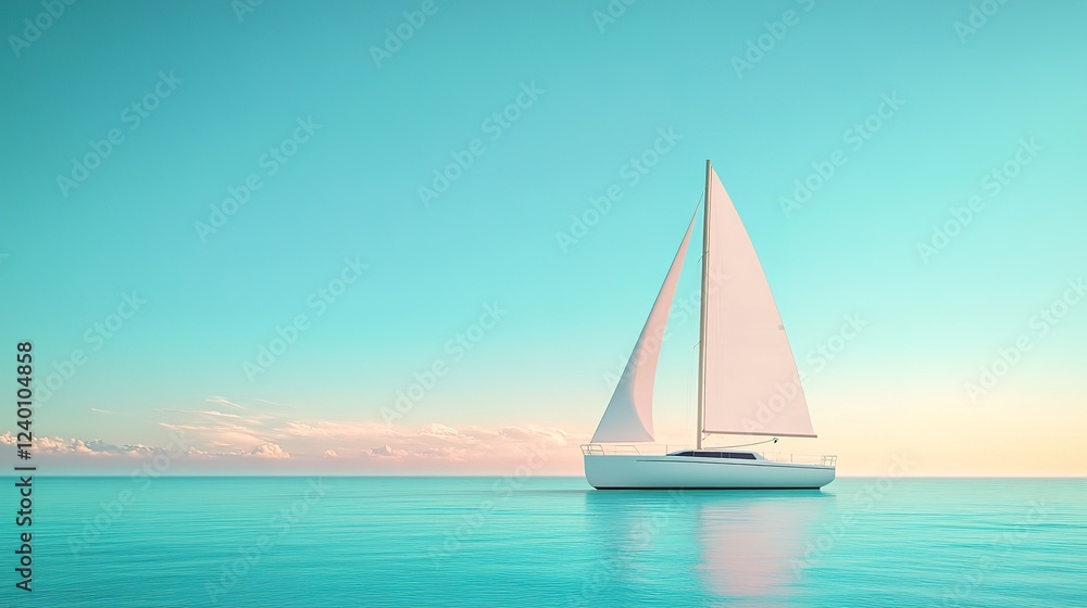 Fototapeta Sailing adventure on tranquil waters ocean scenic photography daylight aerial view serenity