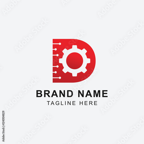 Letter D and Gear Dynamic Logo Design Combined Stock Design. Perfect for Engineering Logo