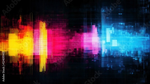 Wallpaper Mural Vibrant sound wave visualization with bright colors representing audio signals in a digital environment Torontodigital.ca