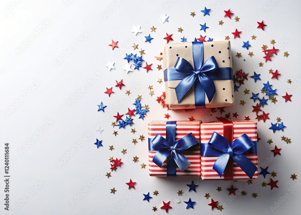 Obraz premium Patriotic Gift Boxes: 4th of July, Presidents Day, Memorial Day & Election Celebration