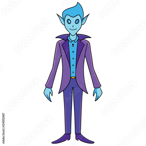 A trickster spirit (shapeshifter) in a gradient purple-to-blue minimalist blazer Illustrator Artwork