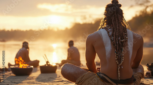 sadhus preparing for the Maha kumbh photo