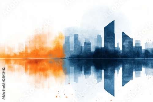 A dreamy watercolor depiction of a workforce in a peaceful office, engaged in teamwork, with soft blues and pastels creating a relaxed atmosphere