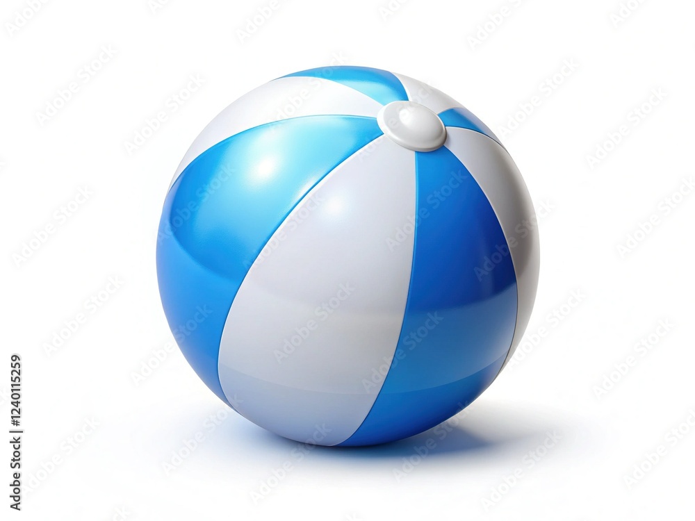 Sunny Summer Beach Scene with White and Blue Beach Ball Sunny Summer Beach Scene with White and Blue Beach Ball
