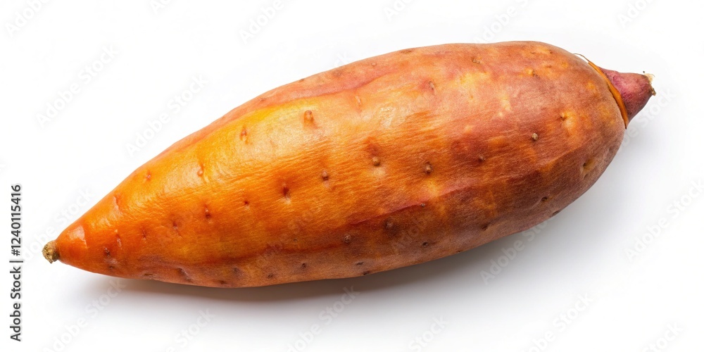 Sweet Potato Isolated on White Background: Close-Up Aerial View, Flat Lay, Organic Produce