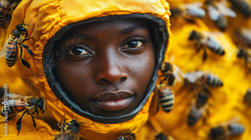 a young girl wearing a bee costume