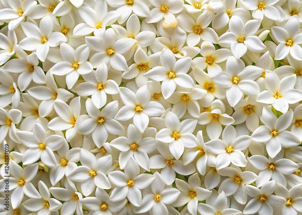 Fototapeta premium White Jasmine Flower Texture Background - Top View Macro Photography