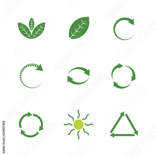 recycling and eco friendly icon set
