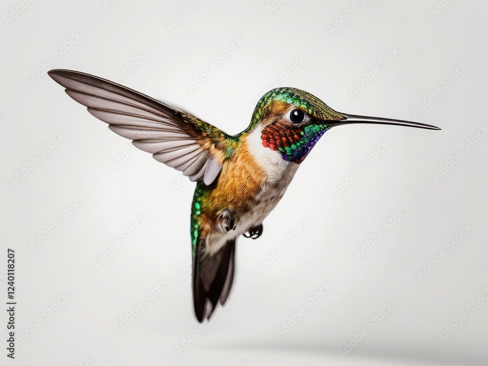 Obraz premium Beautiful Hummingbird in white backround.3d Illustration Art cartoon .amazing logo 
