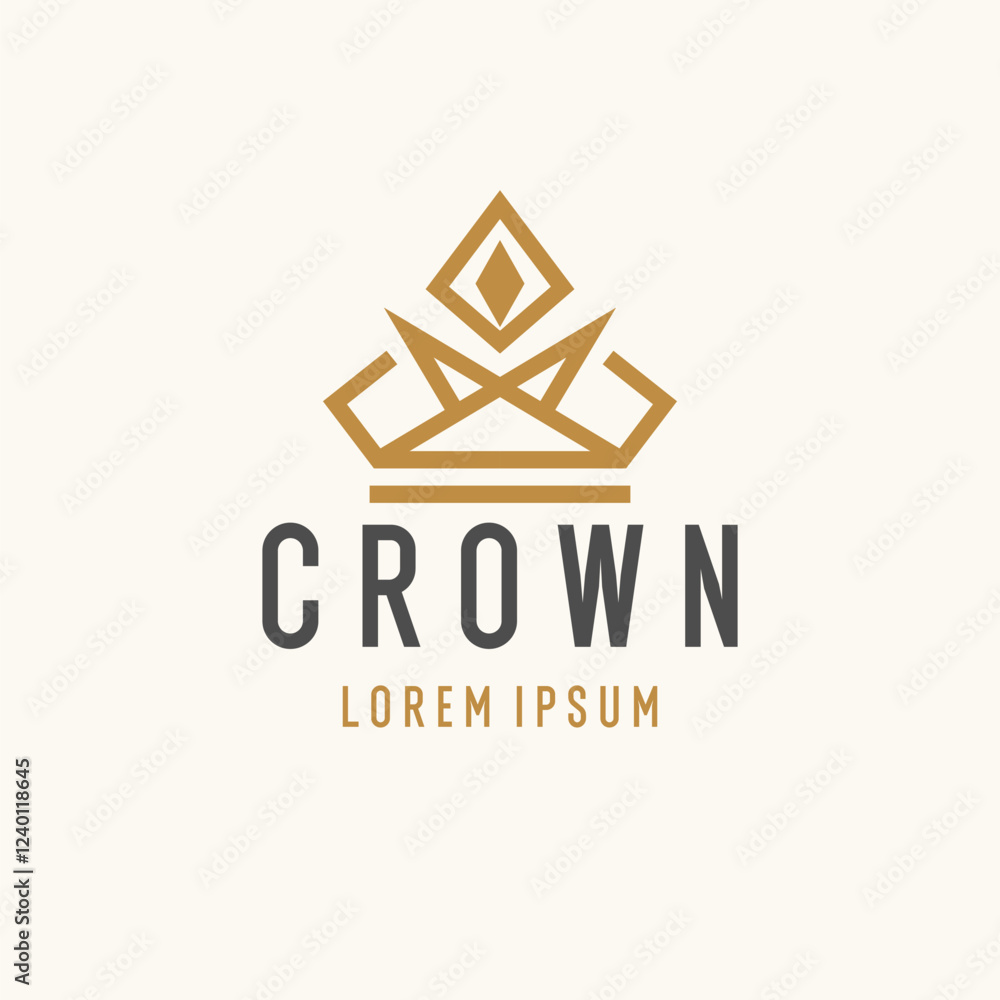 The linear image of the crown. Isolated vector emblem. Illustration in simple flat style. The linear image of the crown. Isolated vector emblem. Illustration in simple flat style.