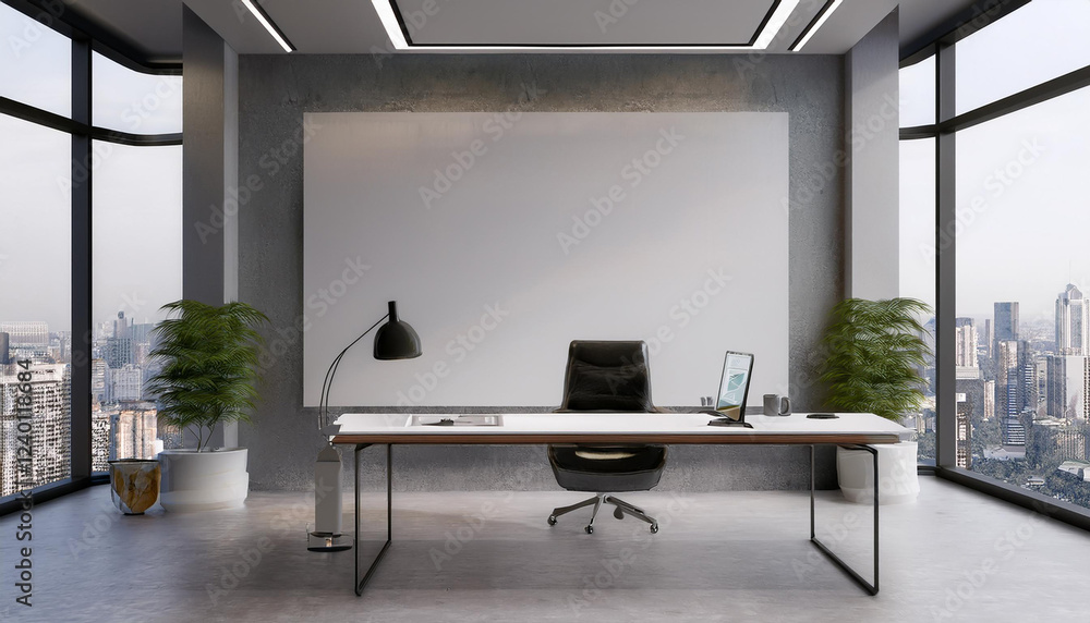 Generated image, Office Space Wall Mockup Template, 3d Render Wall Mockup Generated image, Office Space Wall Mockup Template, 3d Render Wall Mockup