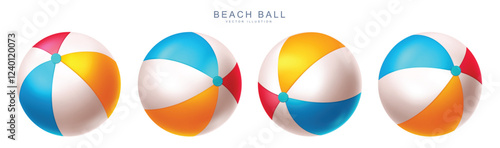 Beach ball Vector set. Summer beachball inflatable element in colorful design. Vector illustration in summer element collection.