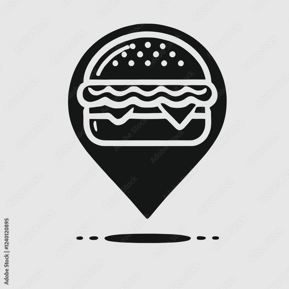 Burger Delight Silhouettes in black on a white background Burger Delight Silhouettes in black on a white background