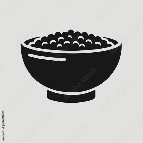 Cereal Bowl Silhouette in black on a white background
