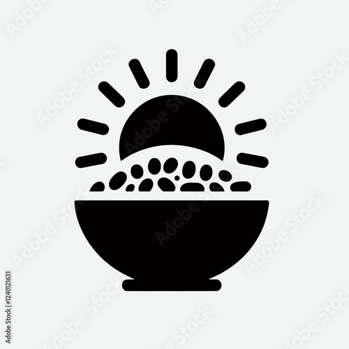 Cereal Bowl Silhouette in black on a white background