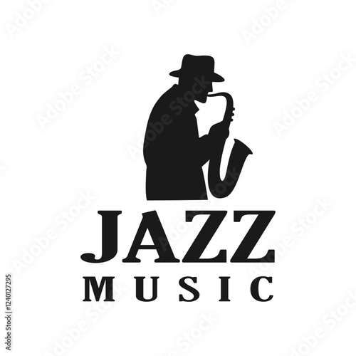 Silhouette Music Jazz Singer Saxophone Player Classic Logo vector design inspiration