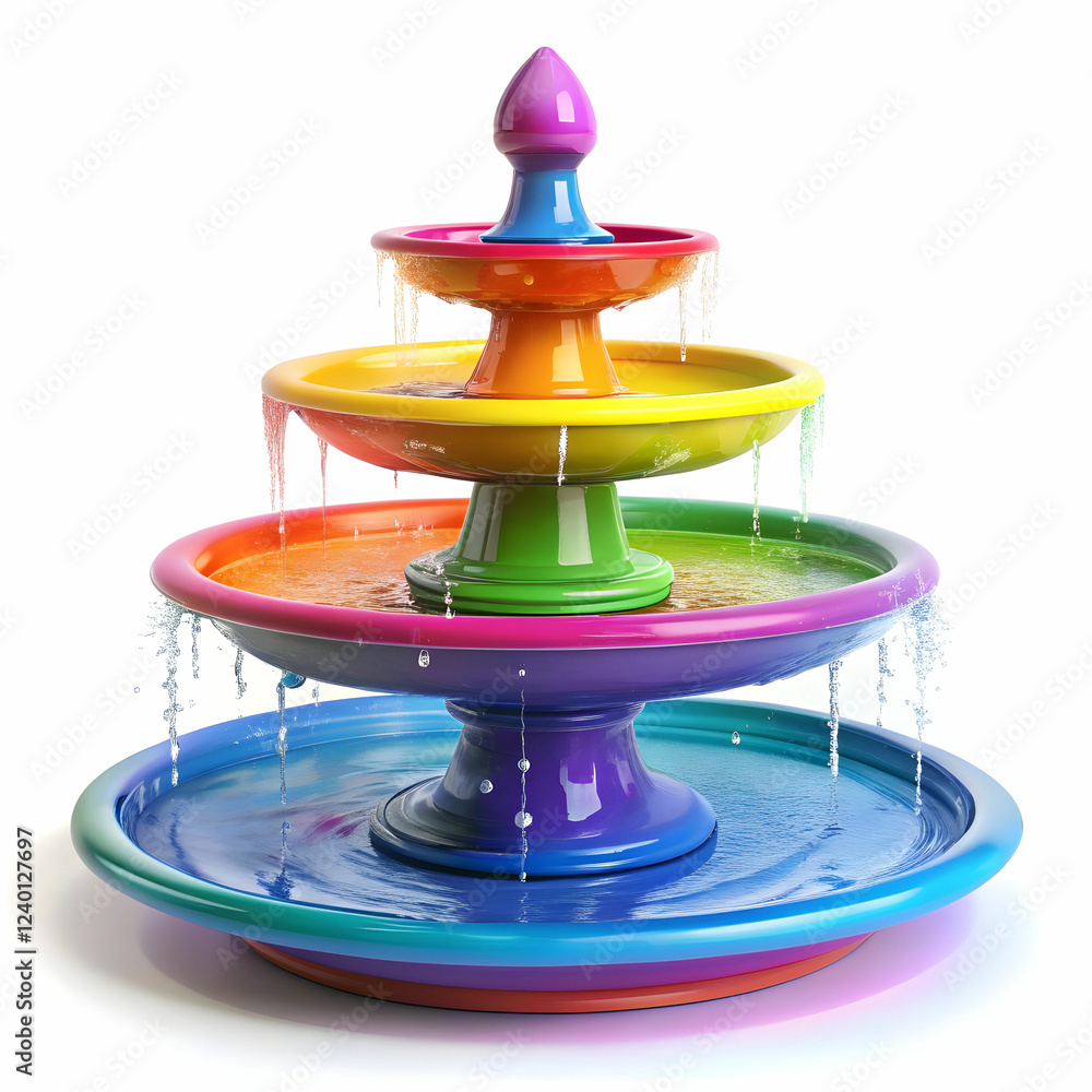 Closeup of Colorful Fountain Isolated on White Background Closeup of Colorful Fountain Isolated on White Background