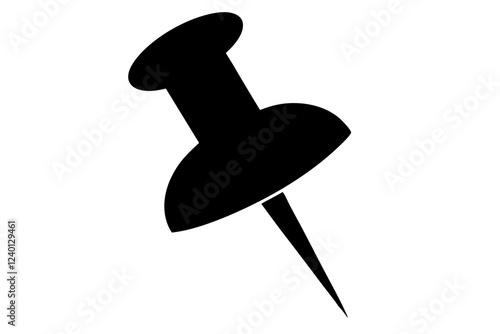 Push pin clip silhouette vector, Push pin icon