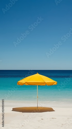 Wallpaper Mural Serene Yellow Umbrella on Tropical Beach Paradise Torontodigital.ca