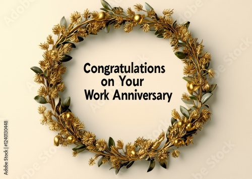 A decorative golden wreath with the text 