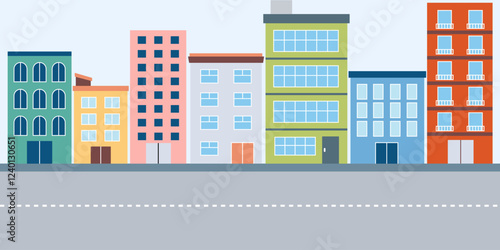 Cityscape illustration of apartment building