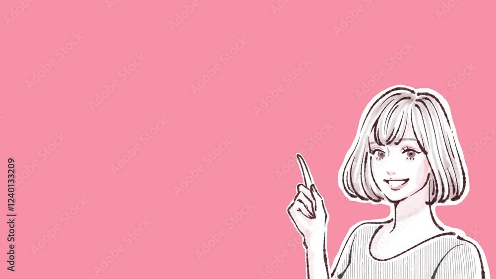 説明、解説、教える、先生、教師、女性・女の子のイラスト動画素材 説明、解説、教える、先生、教師、女性・女の子のイラスト動画素材