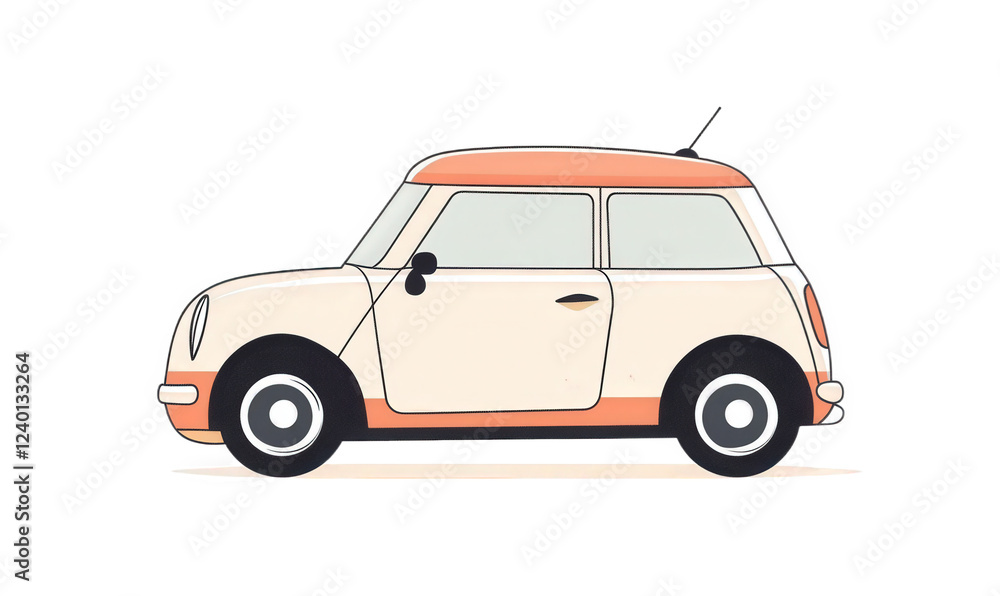 Fototapeta premium A small car is driving in the woods