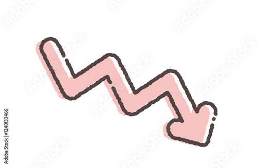 Pastel color arrow vector illustration zigzag descending cute simple