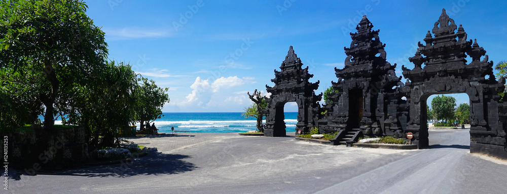 View of the Entrance Gates to Melasti Beach in Bali, Indonesia